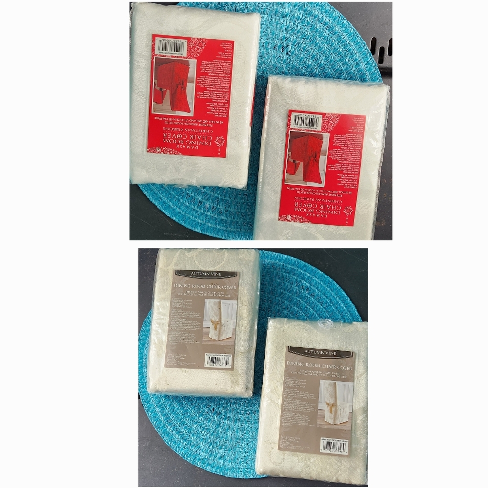 Dining Room Chair Covers. 2 Ivory & 2 white NWOT JUST IN TIME FOR CHRISTMAS!